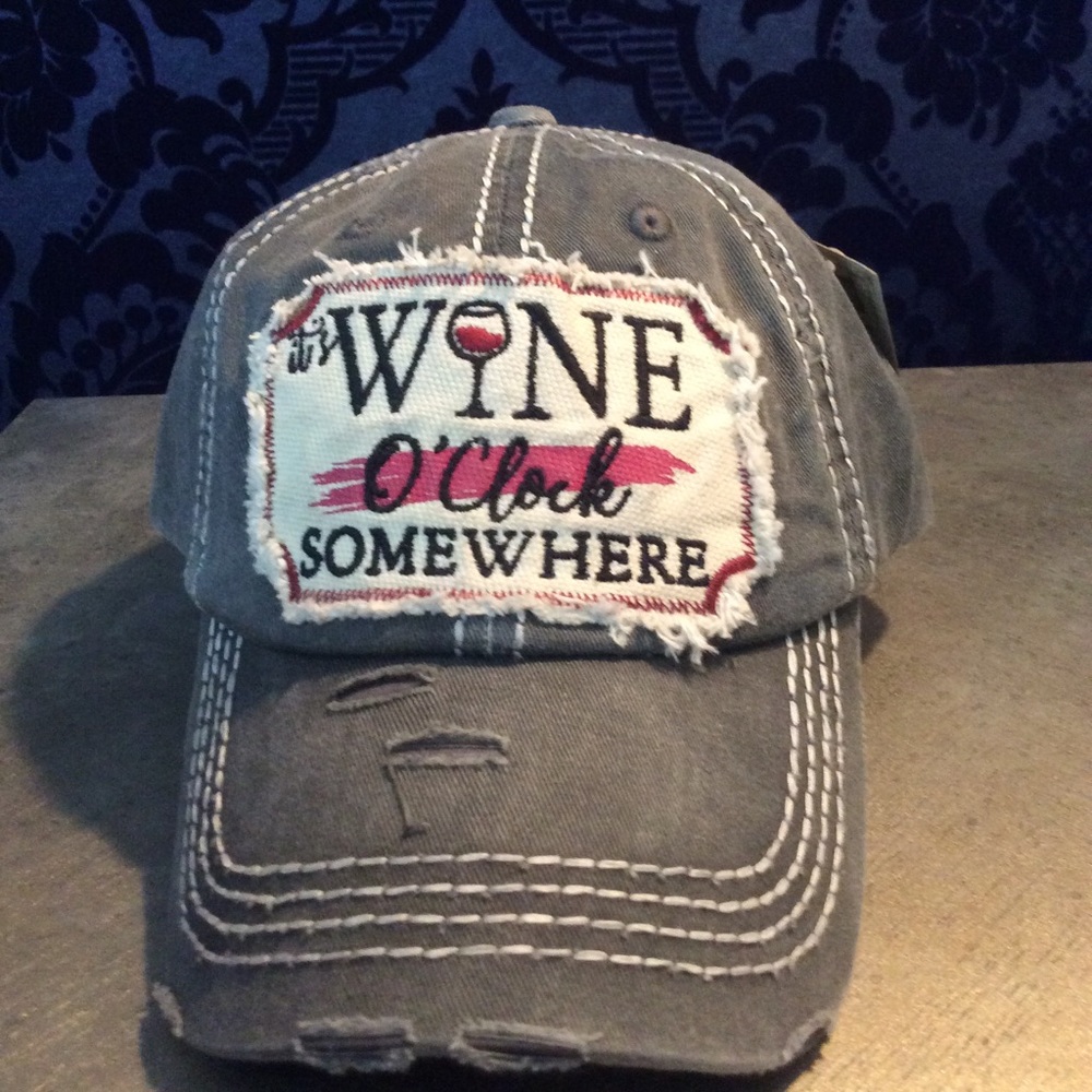 It’s Wine O’Clock Somewhere Distressed Cap